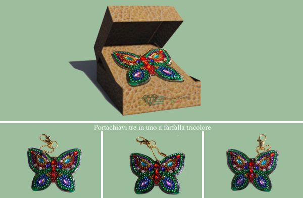Portachiavi farfalla tricolore per Diamond Painting Italia