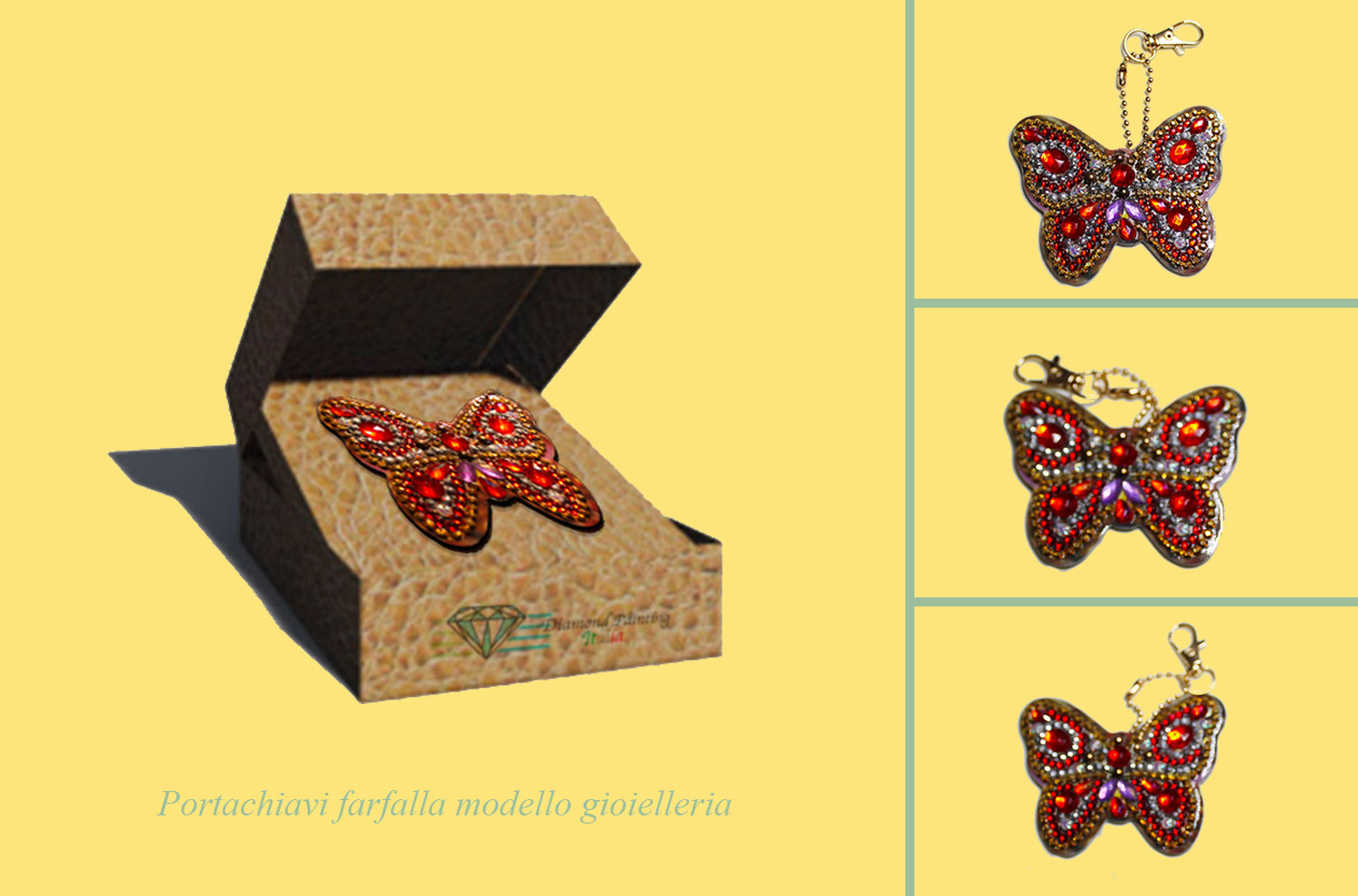 Diamond Painting Italia: Portachiavi farfalla modello gioielleria